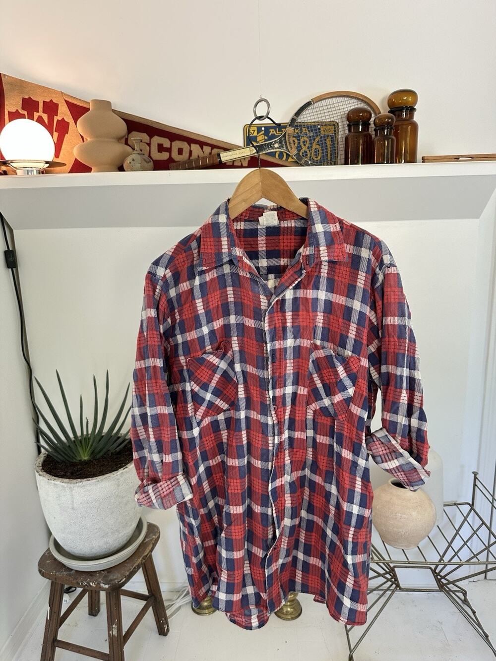 Vintage Ozark Trail Flannel Pink Button Up Long Sleeve Shirt L